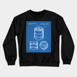 Beer Keg Patent - Beer Lover Craft Ale Art - Blueprint Crewneck Sweatshirt